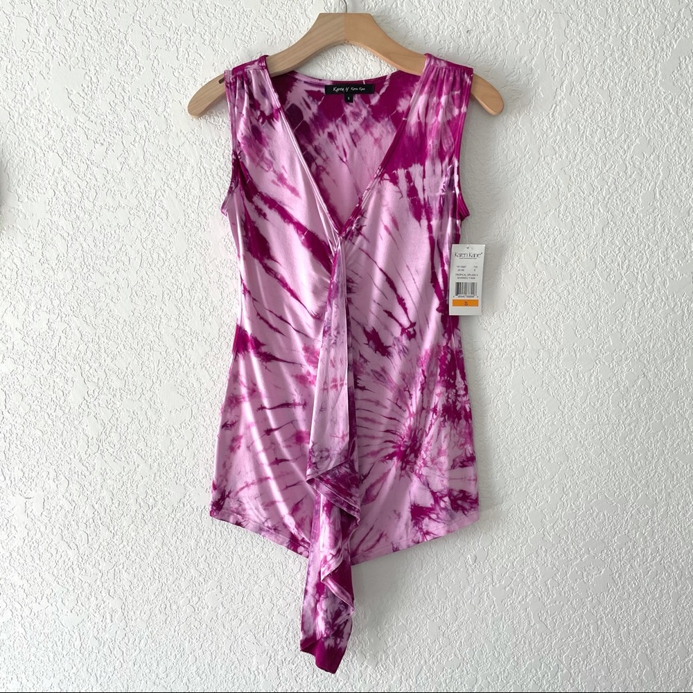Karen Kane V-Neck Tie Dye Sleeveless Stretch Top